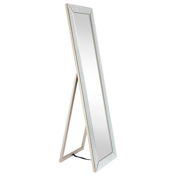 Bling Beveled Cheval Mirror, Full-Length Mirror, Floor Mirror, 64"x18"