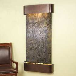 Cascade Springs Indoor Fountains with Copper Vein and Green Featherstone - Indoor Fountains