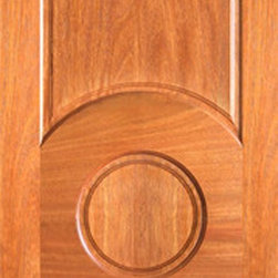 P-680 Interior Mahogany 3 Panel Circle Panel Double Door - Interior Doors