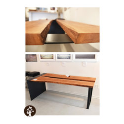 Live Edge Dining Table Metal Waterfall - Dining Tables