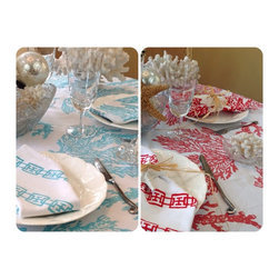 Coastal Hand Block Printed Linens - Kitchen And Table Linens