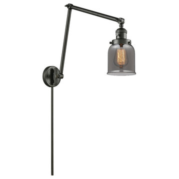 Small Bell 1-Light LED Swing Arm Light, Oil Rubbed Bronze, Glass: Plated Smoked