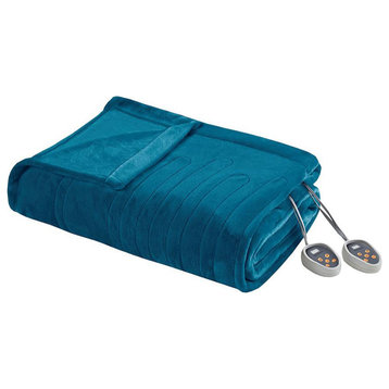 100% Polyester Solid Microlight Reversible Heated Blanket, Br54-1931