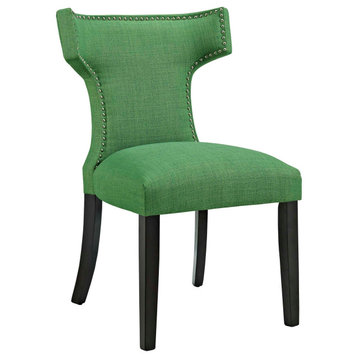 Curve Upholstered Fabric Dining Chair, Kelly Green