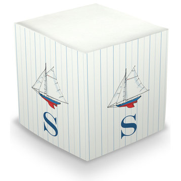 Sticky Memo Cube Sailboat Single Initial, Letter F