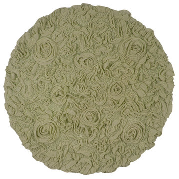Bell Flower Collection Tufted Non-Slip Bath Rugs, 30" Round, Green