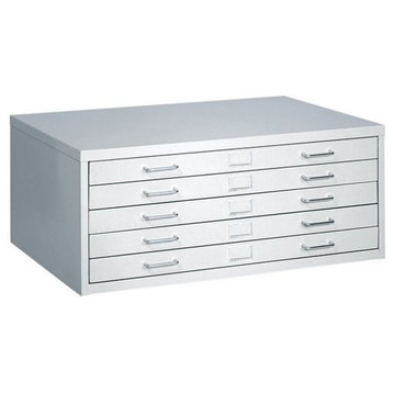 Safco 5 Drawer Small Metal Flat Files Cabinet in Light Gray