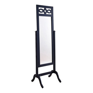 IN Room Furniture Designs Contemporary Wood and Glass Standing Mirror in Navy - Transitional ...