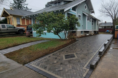 Design ideas for a concrete paver landscaping in Portland.