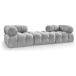 Meridian Furniture - Ames Boucle Fabric Modular Sofa, Grey, 3-Piece: 2 Corner Chair, 1 Ottoman - Introduce a touch of modern sophistication to your living area with the exquisite Ames Boucle Fabric Sectional. With plush grey boucle fabric and unique design, it will elevate the visual appeal of your living space. This elegant and captivating sectional can be mixed and matched with other pieces from the collection to create an endless array of stunning looks. So, get ready to transform your living area into an inviting and stylish haven with the Ames Boucle Fabric Sectional.