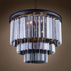 Glass Fringe 9-Light Chandelier, Gray Iron, Smoke, With LED Bulbs