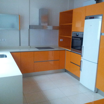 cocina moderna naranja