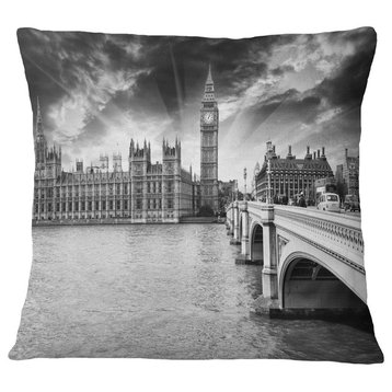 Westminster Palace in Gray Shade Photography Throw Pillow, 18"x18"