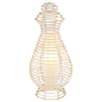Large Round Woven Natural Rattan Decorative Lantern Accent Lamp