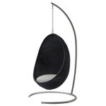 Sika Design - Nanna Ditzel Exterior Hanging Egg Chair, Black - Sunbrella Sailcloth Seagull Cushion, Chain and Stand - The Nanna Ditzel Outdoor Hanging Egg Chair is a distinctive Sika Design piece that has enjoyed worldwide acclaim since first coming on the scene in 1959. This revision of the original takes on the same woven egg silhouette in Sika Design�s signature AluRattan�, which is a powder-coated aluminum frame woven with ArtFibre� synthetic wicker. Toss in a seat cushion and this conversation piece becomes a delightful place to relax away a breezy summer afternoon. Made to stay outdoors year-round, the egg chair hangs on a solid steel stand or hangs from a chain.