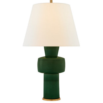 Eerdmans Table Lamp, 1-Light, Celtic Green Crackle, Linen Shade, 29"H