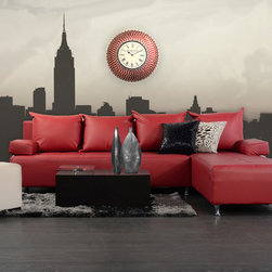 Red and White Wall Clock - Transitional Wall Clock for Lovers of Fine Home Furni - Wall Clocks
