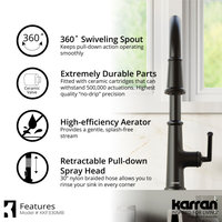 Karran KKF330 1-Handle Pull Down Dual Function Sprayer Faucet, Matte Black