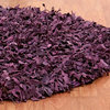 Purple Pelle Leather Shag Rug, 4' Round