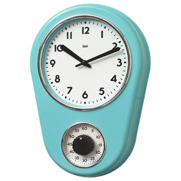 Retro Kitchen Timer Wall Clock, Turquoise