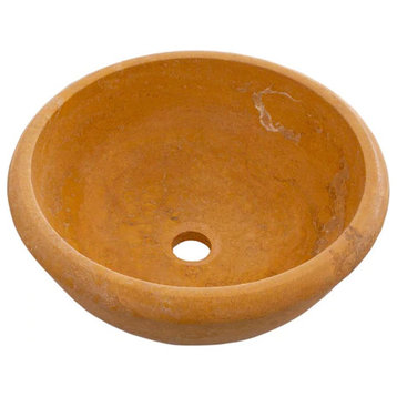 Golden Sienna Natural Stone Travertine Vessel Sink Honed and Filled, D)16" (H)6"
