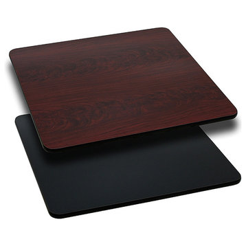 36'' Square Table Top With Black Or Mahogany Reversible Laminate Top