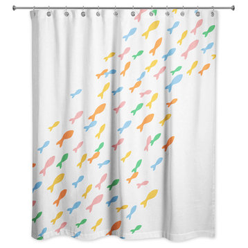 Colorful School of Fish 71x74 Shower Curtain