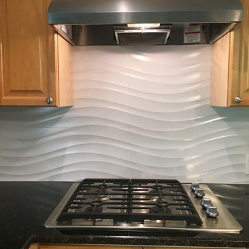KITCHEN - Backsplash - Porcelanosa Qatar Nacar White Large Panel Wave Tile 2
