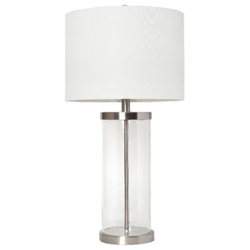 Elegant Designs Enclosed Glass Table Lamp Brushed Nickel