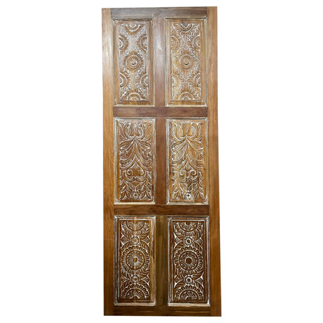 Consigned Custom Sliding door, Ornate doors, Whitewashed Carved Barn Door