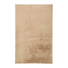 Feizy 4506FBGE Luxe Velour Machine Made Beige Area Rug - 4' X 6' Rectangle
