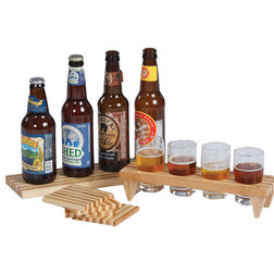 Eclectic Cocktail Shakers And Bar Tool Sets Craft Beer Sampler Set, Bamboo