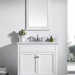 36 inch White Bathroom Vanity Set with White Carrera Marble Top - Bathroom Vanities And Sink Consoles