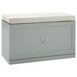Crosley Furniture - Harper Entryway Bench, Gray/Creme - The Harper Entryway Bench offers simple storage at its best. Clean modern lines encase an ample storage drawer, ideal for tucking away shoes clogging up your entryway. Featuring label holder hardware, the storage drawer can be customized with personal labels. The bench also comes with a seat cushion that can be placed on top for a comfortable spot to sit when needed. The Harper Entryway Bench is modular in design and can pair with other items within the collection.