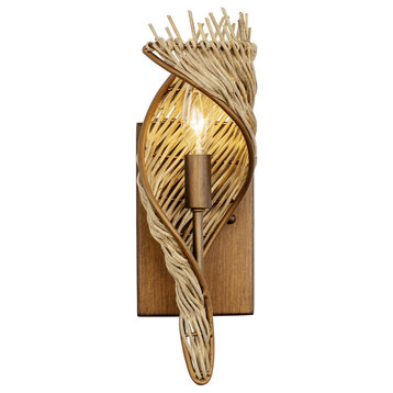 Flow One Light Wall Sconce in Baguette/Natural Rattan