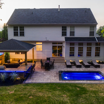 Brunswick Structure, Outdoor Fireplace, Outdoor Kitchen, Paver Patio & Landscape