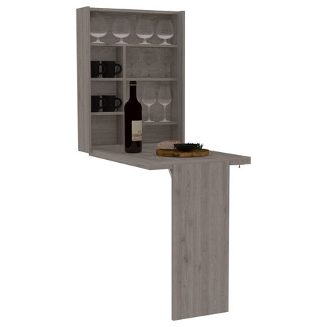 DEPOT E-SHOP Toscana Wall Table with 7 Shelves, Light Gray