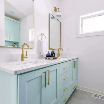 Blue and Gold Bathroom Remodel