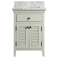 Callum Cream Bathroom Vanity With Marble Counter, 24"