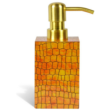 Genuine Leather Bathroom Soap/Lotion Dispenser, Orange/Honey Comb