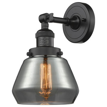 Fulton 1-Light Sconce, Smoked Glass, Oil Rubbed Bronze
