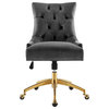 Regent Tufted Performance Velvet Office Chair, Gold Gray