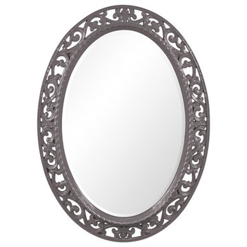 Suzanne Oval Mirror Custom Painted, Traditional, 30 X 38, Glossy Charcoal