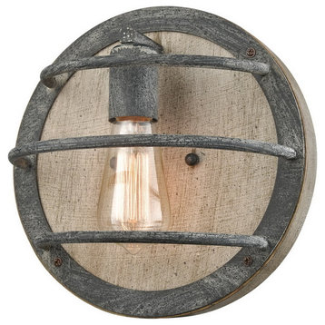 Rustic Wood Wall Sconce Oak with Mock-Mold Finish, Blue