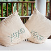 20"x20" XOXO with Hearts Valentines Indoor/Outdoor Pillow, Teal Apetite