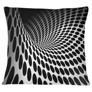 Waves and Circles Black n� White Contemporary Throw Pillow, 16"x16"