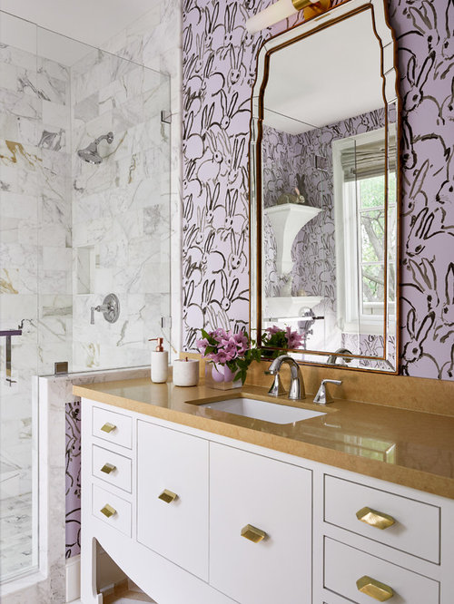 Bathroom with Purple and Freestanding Ideas, Designs