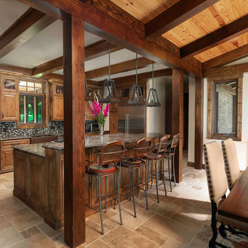 Mountain Style Timber Frame Luxury Home Kitchen/Dining - Cedar Creek Reservoir A