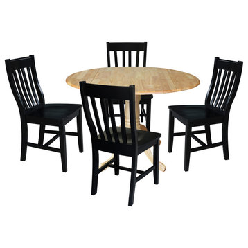 42 in. Dual Drop Leaf Table with 4 Slat Back Dining Chairs
