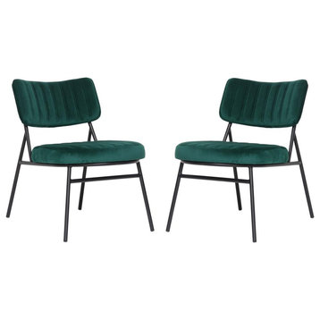 Leisuremod Marilane Velvet Accent Chair With Metal Frame Set Of 2 Ma29G2